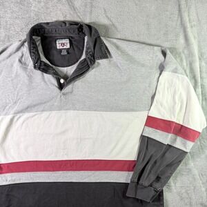 Ringo Sport Rugby VTG Shirt Long Sleeve Color Block Gray White Red Black Size XL
